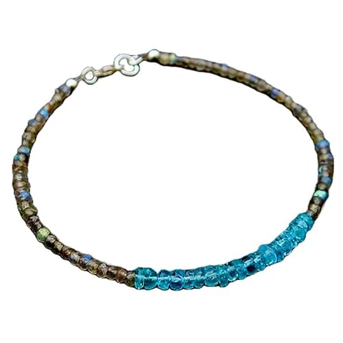 OPAL_WORLD Armband aus Apa und Labradorit 2-3 mm mit facettierten Perlen in Rondelle-Form und versilbertem Verschluss 18 cm | LBRC_OW_06884 OPAL_WORLD Armband aus Apa und Labradorit 2-3 mm mit facettierten Perlen in Rondelle-Form und versilbertem Verschluss 18 cm | LBRC_OW_06884 von OPAL_WORLD