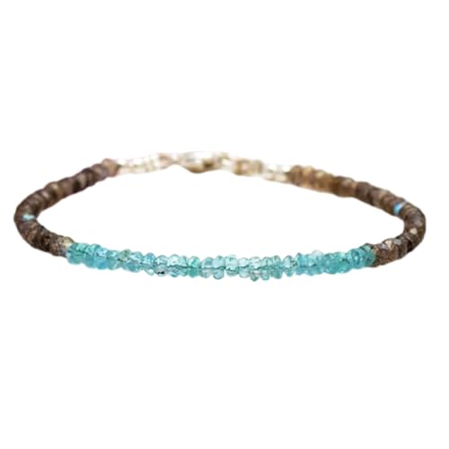 OPAL_WORLD Armband aus Apa und Labradorit 3 mm mit facettierten Perlen in Rondelle-Form und verstellbarem versilbertem Verschluss | LBRC_OW_06887 OPAL_WORLD Armband aus Apa und Labradorit 3 mm mit facettierten Perlen in Rondelle-Form und verstellbarem versilbertem Verschluss | LBRC_OW_06887 von OPAL_WORLD