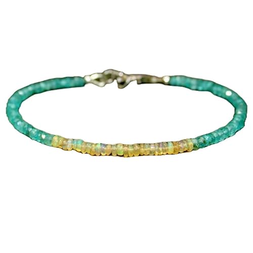 OPAL_WORLD Armband aus Apa und Opal Welo 3 mm mit facettierten Perlen und glattem Schnitt, mit versilbertem Verschluss 18 cm | LBRC_OW_06907 OPAL_WORLD Armband aus Apa und Opal Welo 3 mm mit facettierten Perlen und glattem Schnitt, mit versilbertem Verschluss 18 cm | LBRC_OW_06907 von OPAL_WORLD