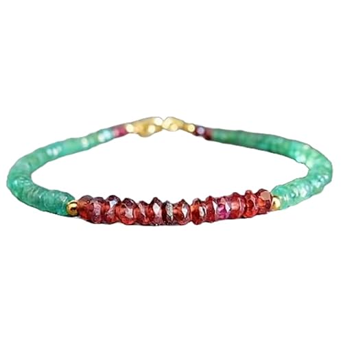 OPAL_WORLD Armband aus Smaragd und Granat 3-4 mm mit facettierten Perlen in Rondelle-Form und 18 cm vergoldetem Verschluss | LBRC_OW_07453 OPAL_WORLD Armband aus Smaragd und Granat 3-4 mm mit facettierten Perlen in Rondelle-Form und 18 cm vergoldetem Verschluss | LBRC_OW_07453 von OPAL_WORLD