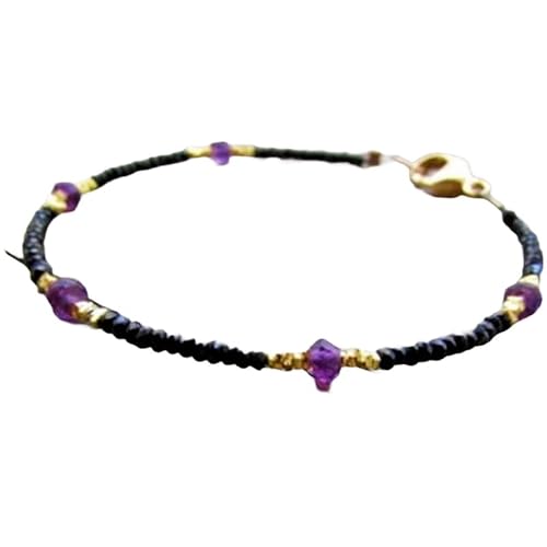OPAL_WORLD Armband aus schwarzem Amethyst und Spinell, 2-4 mm mit facettierten Perlen in Rondelle-Form und vergoldetem Verschluss 18 cm. | LBRC_OW_06689 OPAL_WORLD Armband aus schwarzem Amethyst und Spinell, 2-4 mm mit facettierten Perlen in Rondelle-Form und vergoldetem Verschluss 18 cm. | LBRC_OW_06689 von OPAL_WORLD