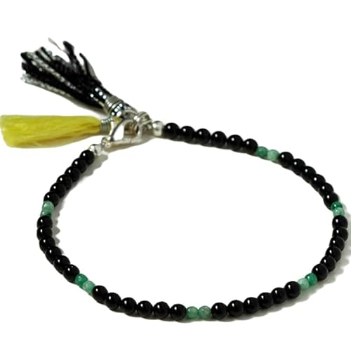 OPAL_WORLD Armband aus schwarzem Onyx und Aventurin 3 mm mit facettierten runden Perlen und versilbertem Verschluss 18 cm | LBRC_OW_07048 OPAL_WORLD Armband aus schwarzem Onyx und Aventurin 3 mm mit facettierten runden Perlen und versilbertem Verschluss 18 cm | LBRC_OW_07048 von OPAL_WORLD