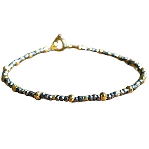OPAL_WORLD Armband aus schwarzem Pyrit und goldfarbenem Pyrit 3-3,5 mm mit facettierten Perlen in Rondelle-Form und versilbertem Verschluss 18 cm. | LBRC_OW_07073 OPAL_WORLD Armband aus schwarzem Pyrit und goldfarbenem Pyrit 3-3,5 mm mit facettierten Perlen in Rondelle-Form und versilbertem Verschluss 18 cm. | LBRC_OW_07073 von OPAL_WORLD