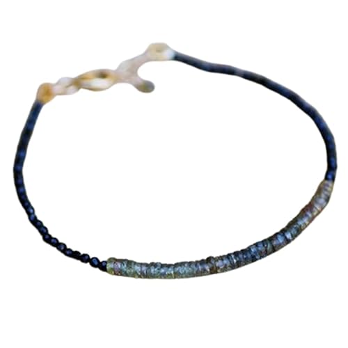 OPAL_WORLD Armband aus schwarzem Spinell und Champagner Saphir 2-3 mm mit facettierten Perlen in Rondelle-Form und versilbertem Verschluss 18 cm | LBRC_OW_07089 von OPAL_WORLD