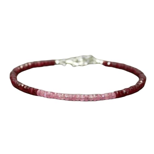 OPAL_WORLD Armband mit Rubin und rosa Saphir 3 mm mit glatten Perlen in runder Form, verstellbarer versilberter Verschluss 18 cm | LBRC_OW_08575 OPAL_WORLD Armband mit Rubin und rosa Saphir 3 mm mit glatten Perlen in runder Form, verstellbarer versilberter Verschluss 18 cm | LBRC_OW_08575 von OPAL_WORLD