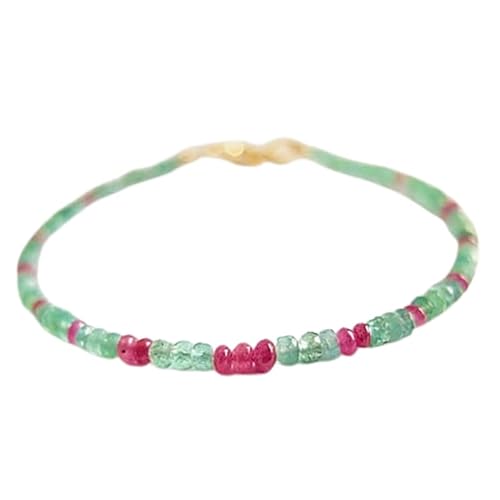 OPAL_WORLD Armband mit Smaragd und Rubin, 2 bis 2,5 mm, glatte Perlen, runde Form, vergoldeter Verschluss 18 cm | LBRC_OW_07476 OPAL_WORLD Armband mit Smaragd und Rubin, 2 bis 2,5 mm, glatte Perlen, runde Form, vergoldeter Verschluss 18 cm | LBRC_OW_07476 von OPAL_WORLD