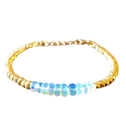 OPAL_WORLD Armband mit goldfarbenem 3-4 mm Äthiopischem Opal und Pyrit facettierten Perlen in Rondelle-Form und verstellbarem vergoldetem Verschluss 18 cm | LBRC_OW_07541 OPAL_WORLD Armband mit goldfarbenem 3-4 mm Äthiopischem Opal und Pyrit facettierten Perlen in Rondelle-Form und verstellbarem vergoldetem Verschluss 18 cm | LBRC_OW_07541 von OPAL_WORLD