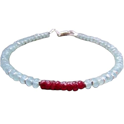 OPAL_WORLD Blaues und rubinfarbenes Chalcedon-Armband, 3-3,5 mm mit facettierten Perlen in Rondelle-Form und versilbertem Verschluss 18 cm | LBRC_OW_07206 OPAL_WORLD Blaues und rubinfarbenes Chalcedon-Armband, 3-3,5 mm mit facettierten Perlen in Rondelle-Form und versilbertem Verschluss 18 cm | LBRC_OW_07206 von OPAL_WORLD