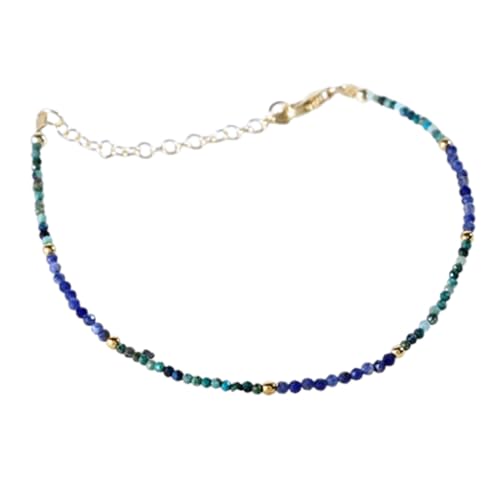 OPAL_WORLD Chrysokoll und Sodalith Armband 2 mm mit facettierten Perlen in Rondelle-Form und verstellbarem versilbertem Verschluss | LBRC_OW_07316 OPAL_WORLD Chrysokoll und Sodalith Armband 2 mm mit facettierten Perlen in Rondelle-Form und verstellbarem versilbertem Verschluss | LBRC_OW_07316 von OPAL_WORLD