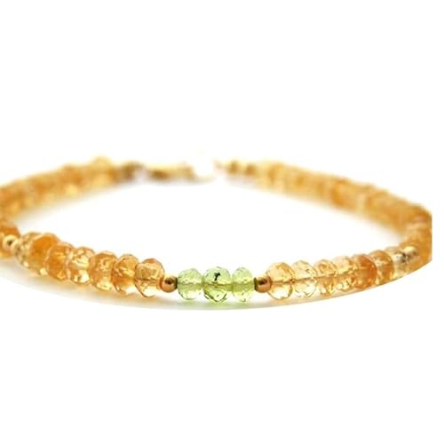 OPAL_WORLD Citrin Peridot Armband 3,5 mm mit facettierten Perlen in Rondelle-Form und vergoldetem Verschluss 18 cm | LBRC_OW_07368 OPAL_WORLD Citrin Peridot Armband 3,5 mm mit facettierten Perlen in Rondelle-Form und vergoldetem Verschluss 18 cm | LBRC_OW_07368 von OPAL_WORLD