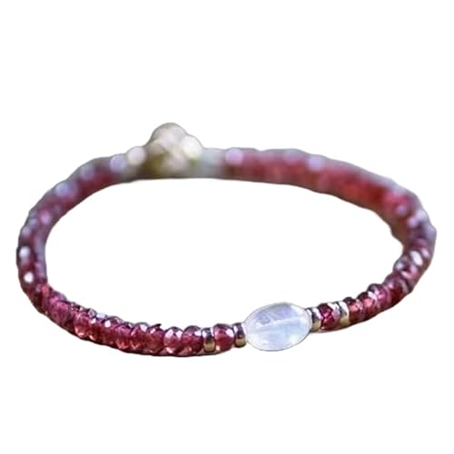 OPAL_WORLD Granat Armband mit Mondstein 3-8 x 6 mm, runde und ovale Form, mit facettierten Perlen und glattem Schliff, versilberter Verschluss 18 cm | LBRC_OW_07703 OPAL_WORLD Granat Armband mit Mondstein 3-8 x 6 mm, runde und ovale Form, mit facettierten Perlen und glattem Schliff, versilberter Verschluss 18 cm | LBRC_OW_07703 von OPAL_WORLD