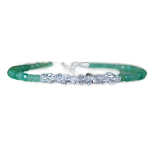 OPAL_WORLD LBRC_OW_07812 Armband mit versilbertem Verschluss und facettierten Perlen im Rundschliff, Herkimer und grünem Aventurin, 3-3,5 mm OPAL_WORLD LBRC_OW_07812 Armband mit versilbertem Verschluss und facettierten Perlen im Rundschliff, Herkimer und grünem Aventurin, 3-3,5 mm von OPAL_WORLD