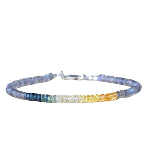 OPAL_WORLD LBRC_OW_07983 Labradorit und Saphir mehrlagiges Armband mit facettierten Perlen und Rondelle-Form, versilberter Verschluss 18 cm OPAL_WORLD LBRC_OW_07983 Labradorit und Saphir mehrlagiges Armband mit facettierten Perlen und Rondelle-Form, versilberter Verschluss 18 cm von OPAL_WORLD