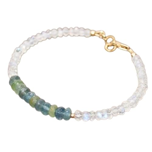OPAL_WORLD Moos-Aquamarin und Mondstein Armband 3-4 mm mit facettierten Perlen in Rondelle-Form und vergoldetem Verschluss 18 cm | LBRC_OW_08225 OPAL_WORLD Moos-Aquamarin und Mondstein Armband 3-4 mm mit facettierten Perlen in Rondelle-Form und vergoldetem Verschluss 18 cm | LBRC_OW_08225 von OPAL_WORLD