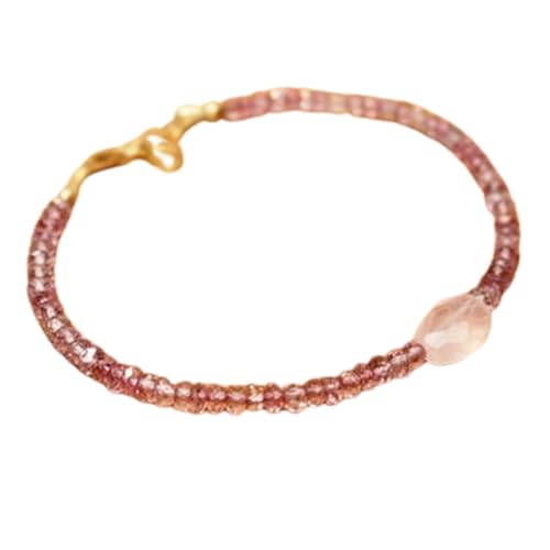 OPAL_WORLD Rosa Topas Armband mit Rosenquarz, facettierte Perlen 3-9 mm, runde und ovale Form, vergoldeter Verschluss 18 cm | LBRC_OW_08397 von OPAL_WORLD