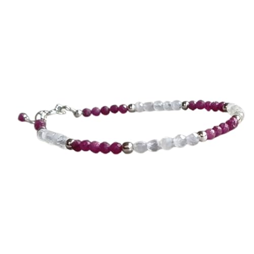 OPAL_WORLD Rubin- und Mondstein-Armband 3,5 mm mit glatten Perlen in runder Form, verstellbarer versilberter Verschluss 18 cm | LBRC_OW_08563 OPAL_WORLD Rubin- und Mondstein-Armband 3,5 mm mit glatten Perlen in runder Form, verstellbarer versilberter Verschluss 18 cm | LBRC_OW_08563 von OPAL_WORLD