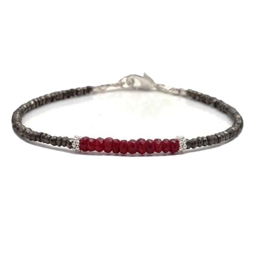 OPAL_WORLD Rubin- und Pyrit-Armband 3-4 mm mit facettierten Perlen in Rondelle-Form und verstellbarem versilbertem Verschluss | LBRC_OW_08580 OPAL_WORLD Rubin- und Pyrit-Armband 3-4 mm mit facettierten Perlen in Rondelle-Form und verstellbarem versilbertem Verschluss | LBRC_OW_08580 von OPAL_WORLD