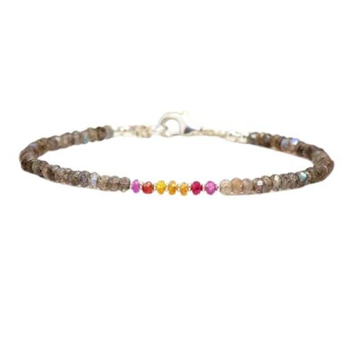 OPAL_WORLD Spinell und Labradorit Ombré Armband 2-3 mm mit facettierten Perlen in Rondelle-Form, verstellbarer versilberter Verschluss 18 cm | LBRC_OW_08299 OPAL_WORLD Spinell und Labradorit Ombré Armband 2-3 mm mit facettierten Perlen in Rondelle-Form, verstellbarer versilberter Verschluss 18 cm | LBRC_OW_08299 von OPAL_WORLD