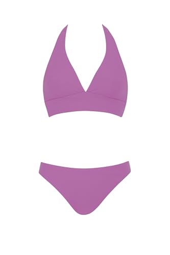 OPERA Bikini Unifarben Neckholder Zweiteiler Set mit Nackenträger breites Brustband Struktur von OPERA