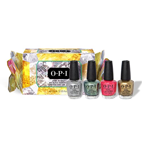 OPI Jewel be Bold Christmas Collection Cracker – Nail Lacquer Nagellack Geschenkset – 4 Nagellack Minis mit bis zu 7 Tagen Halt – mit extra breitem ProWide Pinsel – 4 x 3,75 ml von OPI