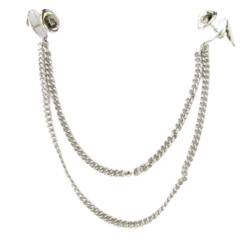 Anstecknadel Herren Anzug 1 Stück Ohrstecker Hemden Kragen Hals Spitze Brosche Pin Kette Quasten Schmuck(Silver) von OPIGJUFD
