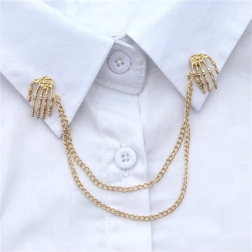 Anstecknadel Herren Anzug Broschen Hemdkragen Pins Retro Mode Männer und Frauen Charm Universal Kettenbrosche(Gold) von OPIGJUFD