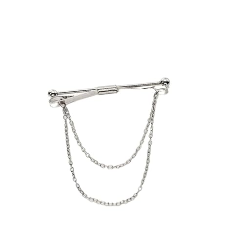 Anstecknadel Herren Anzug Broschen Mode Persönlichkeit Brosche Quaste Kette Clip Kragen Hemd geknöpft Pin männliche Accessoires(Sliver) von OPIGJUFD