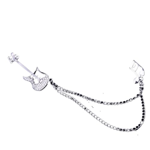 Anstecknadel Herren Anzug Exquisite Gitarrennote Brosche Set Zubehör Herrenmode Hemdkragen Quaste Kette Revers Schmuck(Silver) von OPIGJUFD