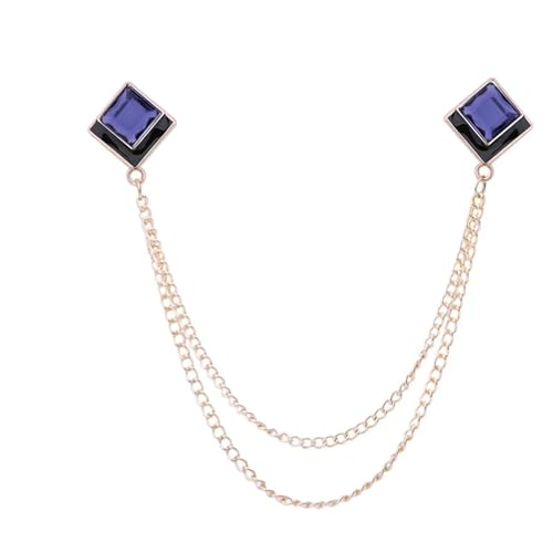 Anstecknadel Herren Anzug Geometrische Kristall Brosche Quaste Kette Revers Pin Herren Hemd Kragen Schmuck Hochzeit Party Broschen Zubehör(Gold Deep blue) von OPIGJUFD