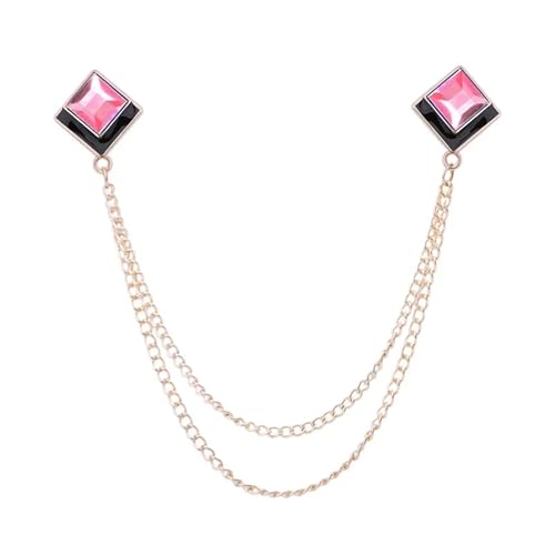 Anstecknadel Herren Anzug Geometrische Kristall Brosche Quaste Kette Revers Pin Herren Hemd Kragen Schmuck Hochzeit Party Broschen Zubehör(Gold Pink) von OPIGJUFD