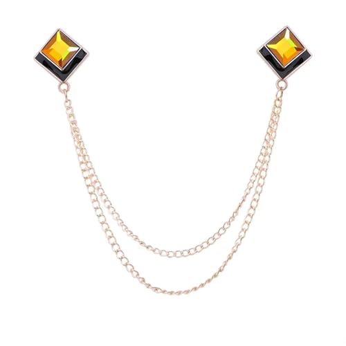 Anstecknadel Herren Anzug Geometrische Kristall Brosche Quaste Kette Revers Pin Herren Hemd Kragen Schmuck Hochzeit Party Broschen Zubehör(Gold Yellow) von OPIGJUFD