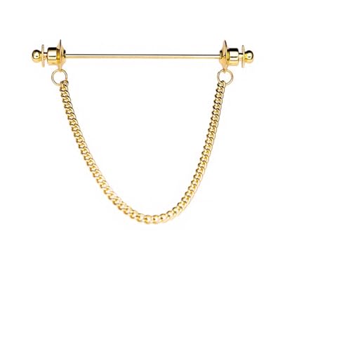 Anstecknadel Herren Anzug Herren-Kragensteg-Anstecker mit Gliederkette, Krawattenverschlüsse, Krawattenklammern, Kragenclip for geschäftliche Hochzeiten, formelle Anlässe(Golden 7cm) von OPIGJUFD