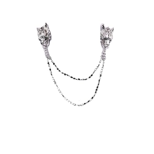 Anstecknadel Herren Anzug Persönlichkeit Legierung Brosche Pin Kleidung Hemd Kragen Revers Pins Metall Lange Kette Quaste Broschen for Männer Schmuck(Silver) von OPIGJUFD