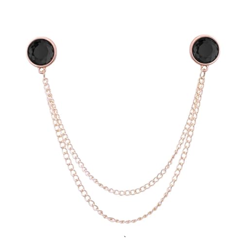 Anstecknadel Herren Anzug Quaste Kleid Hemdkragen Pin Vielseitige Strasskette Personalisierte Accessoires Brosche(Gold black) von OPIGJUFD