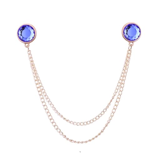 Anstecknadel Herren Anzug Quaste Kleid Hemdkragen Pin Vielseitige Strasskette Personalisierte Accessoires Brosche(Gold blue) von OPIGJUFD