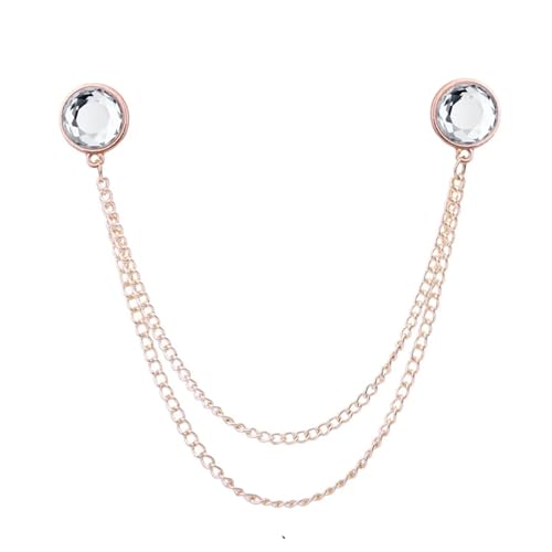 Anstecknadel Herren Anzug Quaste Kleid Hemdkragen Pin Vielseitige Strasskette Personalisierte Accessoires Brosche(Gold white) von OPIGJUFD