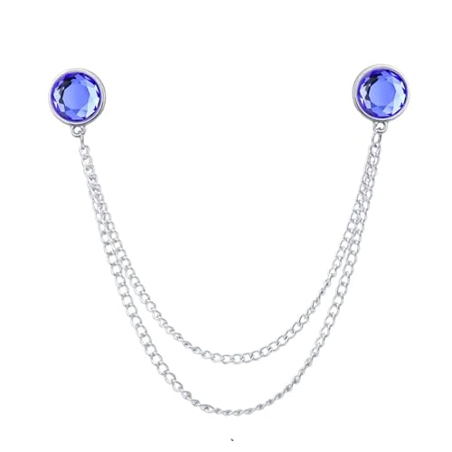 Anstecknadel Herren Anzug Quaste Kleid Hemdkragen Pin Vielseitige Strasskette Personalisierte Accessoires Brosche(Silver blue) von OPIGJUFD