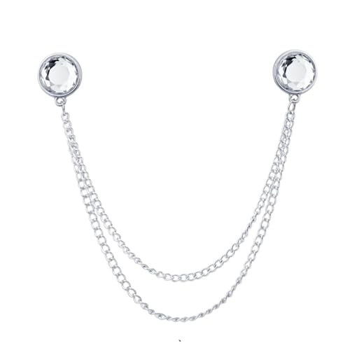 Anstecknadel Herren Anzug Quaste Kleid Hemdkragen Pin Vielseitige Strasskette Personalisierte Accessoires Brosche(Silver white) von OPIGJUFD