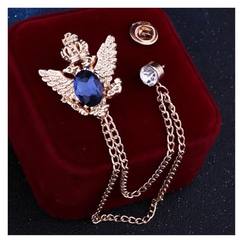 Anstecknadel Herren Anzug Retro Hemd Anzug Quaste Brosche Fransen Kette Anstecknadeln und Broschen Abzeichen for Männer Accosseries(Gold Deep Blue) von OPIGJUFD