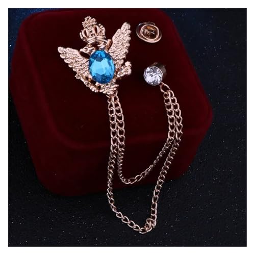 Anstecknadel Herren Anzug Retro Hemd Anzug Quaste Brosche Fransen Kette Anstecknadeln und Broschen Abzeichen for Männer Accosseries(Gold Light blue) von OPIGJUFD