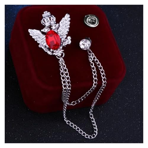 Anstecknadel Herren Anzug Retro Hemd Anzug Quaste Brosche Fransen Kette Anstecknadeln und Broschen Abzeichen for Männer Accosseries(Sliver Red) von OPIGJUFD