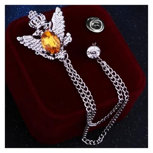 Anstecknadel Herren Anzug Retro Hemd Anzug Quaste Brosche Fransen Kette Anstecknadeln und Broschen Abzeichen for Männer Accosseries(Sliver Yellow) von OPIGJUFD