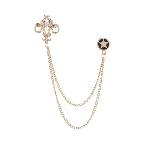 Anstecknadel Herren Anzug Stern Quaste Kette Brosche for Frauen Und Männer Krone Kristall Anstecknadeln Vintage Abzeichen Hochzeit Schmuck Zubehör(Gold) von OPIGJUFD