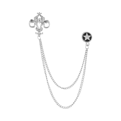 Anstecknadel Herren Anzug Stern Quaste Kette Brosche for Frauen Und Männer Krone Kristall Anstecknadeln Vintage Abzeichen Hochzeit Schmuck Zubehör(Sliver) von OPIGJUFD