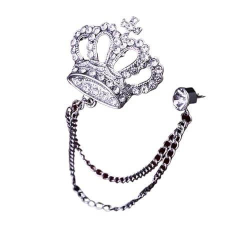 Anstecknadel Herren Anzug Strass Krone Brosche Pin Quaste Anstecknadeln Anzug Hemd Kragen Abzeichen Corsage Broschen for Männer Schmuck Zubehör(Sliver) von OPIGJUFD
