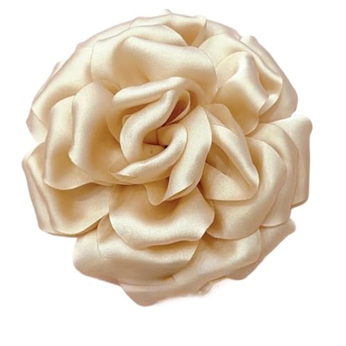 Brosche Damen 11 CM Handgefertigte Stoff Rose Blume Brosche Corsage Anstecknadeln for Frauen Zubehör Hochzeit Schmuck(Gold) von OPIGJUFD