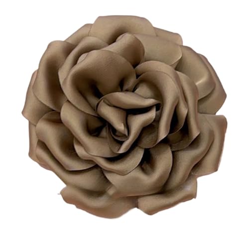 Brosche Damen 11 CM Handgefertigte Stoff Rose Blume Brosche Corsage Anstecknadeln for Frauen Zubehör Hochzeit Schmuck(Khaki) von OPIGJUFD