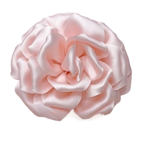 Brosche Damen 11 CM Handgefertigte Stoff Rose Blume Brosche Corsage Anstecknadeln for Frauen Zubehör Hochzeit Schmuck(Light Pink) von OPIGJUFD