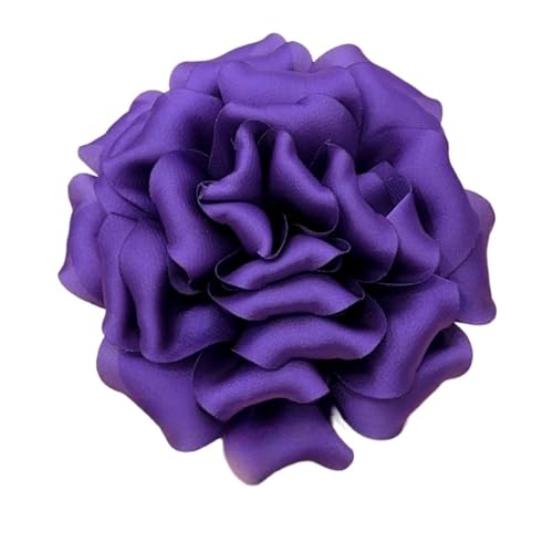 Brosche Damen 11 CM Handgefertigte Stoff Rose Blume Brosche Corsage Anstecknadeln for Frauen Zubehör Hochzeit Schmuck(Purple) von OPIGJUFD