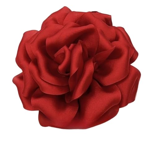 Brosche Damen 11 CM Handgefertigte Stoff Rose Blume Brosche Corsage Anstecknadeln for Frauen Zubehör Hochzeit Schmuck(Red) von OPIGJUFD